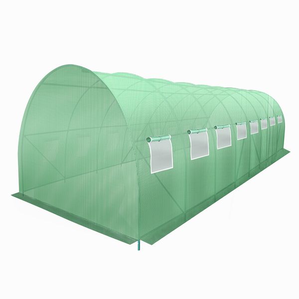 8x3x2m Greenhouse Large Portable Walk In Tunnel Backyard Garden Outdoor with PE Cover 16 Vents