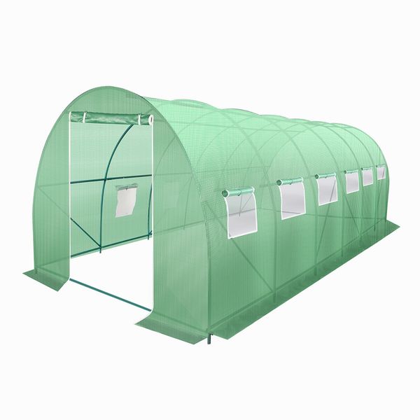 6x3x2m Greenhouse Large Portable Walk In Tunnel Backyard Garden Outdoor with PE Cover 12 Vents