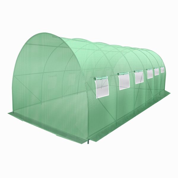 6x3x2m Greenhouse Large Portable Walk In Tunnel Backyard Garden Outdoor with PE Cover 12 Vents