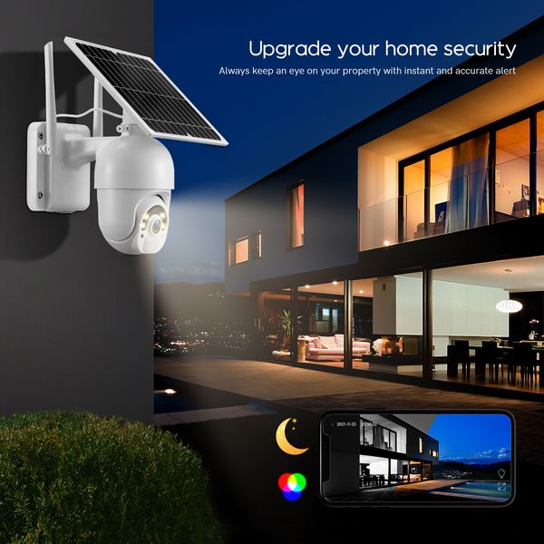 Anisee WIFI PTZ Camera Home Security System CCTV Installation Solar Powered Surveillance x4