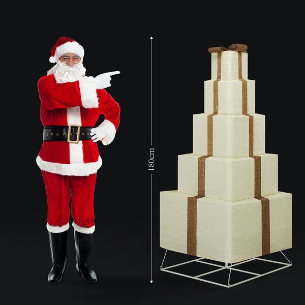 1.8m 3D Christmas Gift Box LED Light Xmas Present Decoration Indoor Outdoor Lighted Display