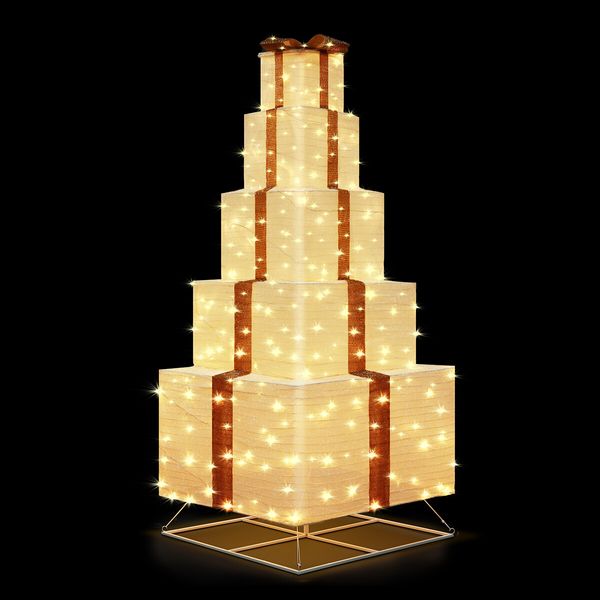 1.8m 3D Christmas Gift Box LED Light Xmas Present Decoration Indoor Outdoor Lighted Display