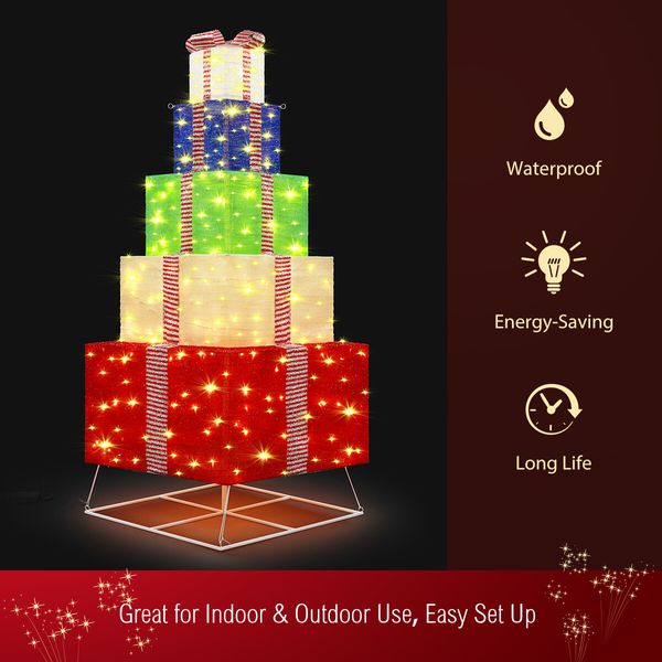 180cm Colourful Lighted Gift Box Christmas Present LED Light Xmas Home Garden Holiday Decoration