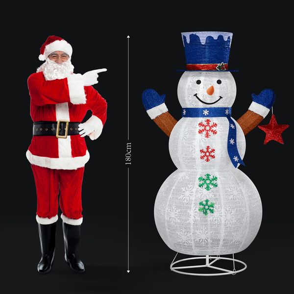 1.8m 3D Snowman Christmas Light RGB LED Fairy Xmas Home Yard Decoration with Remote Colour Changing