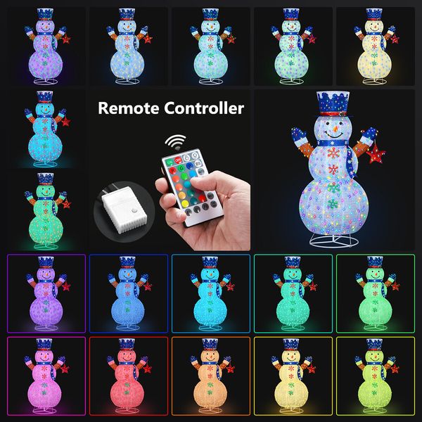 1.8m 3D Snowman Christmas Light RGB LED Fairy Xmas Home Yard Decoration with Remote Colour Changing