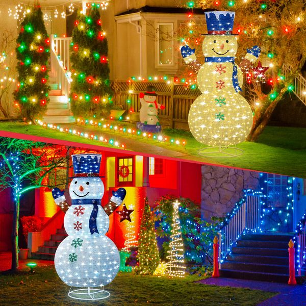 1.8m 3D Snowman Christmas Light RGB LED Fairy Xmas Home Yard Decoration with Remote Colour Changing