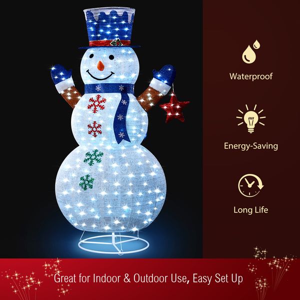 1.8m 3D Snowman Christmas Light RGB LED Fairy Xmas Home Yard Decoration with Remote Colour Changing