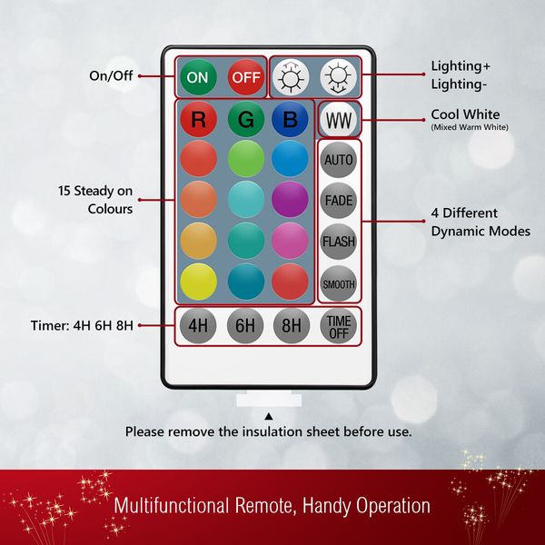 Set of 3 Christmas RGB LED Light Balls Lighted Multicolour Spheres Xmas Decoration with Remote