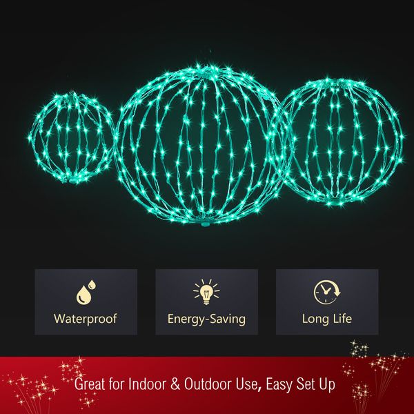 Set of 3 Christmas RGB LED Light Balls Lighted Multicolour Spheres Xmas Decoration with Remote