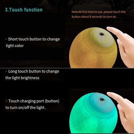 3D Night Light Dinosaur Remote Pat Touch Control 16 Colors