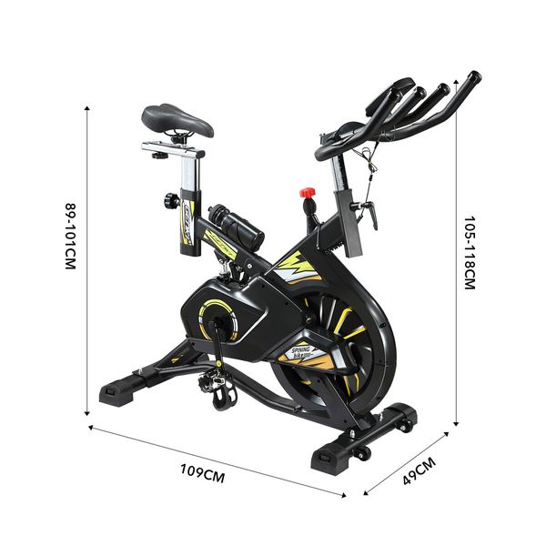 Genki Exercise Bike Spin Stationary Shock Absorbing Home Gym Fitness Equipment Adjustable Magnetic Resistance