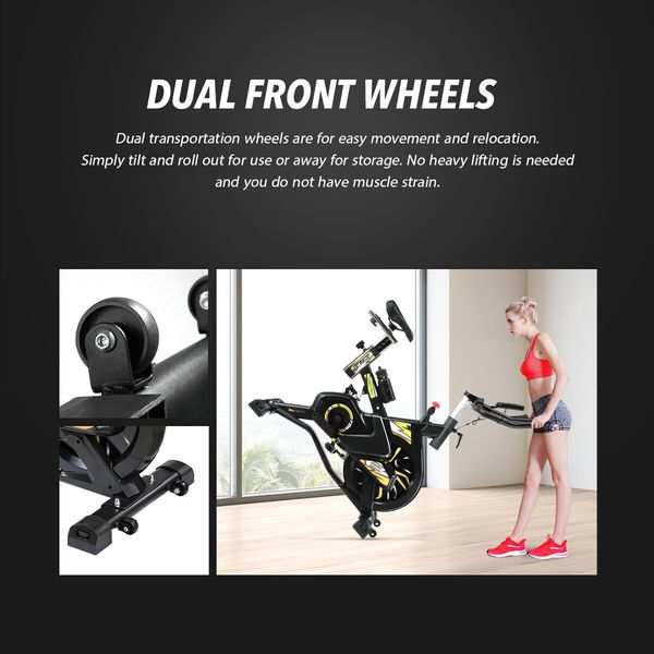 Genki Exercise Bike Spin Stationary Shock Absorbing Home Gym Fitness Equipment Adjustable Magnetic Resistance