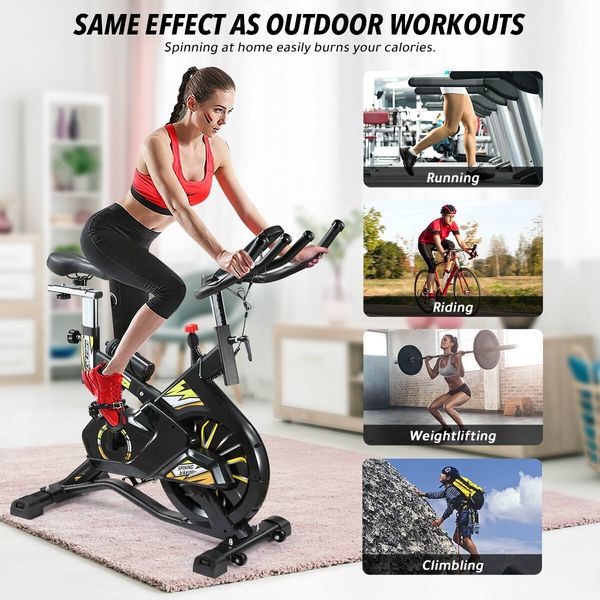 Genki Exercise Bike Spin Stationary Shock Absorbing Home Gym Fitness Equipment Adjustable Magnetic Resistance