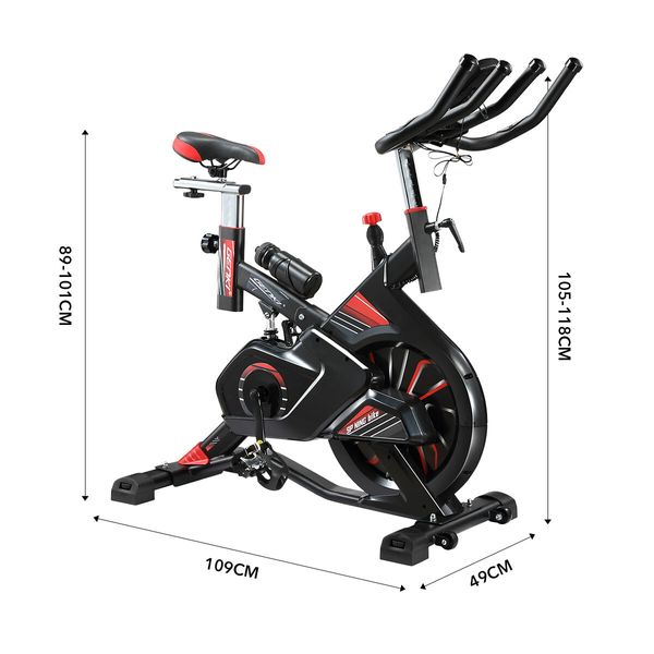 Genki Shock Absorbing Exercise Bike Spin Stationary Home Gym Equipment Adjustable Magnetic Resistance