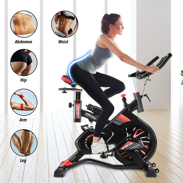 Genki Shock Absorbing Exercise Bike Spin Stationary Home Gym Equipment Adjustable Magnetic Resistance