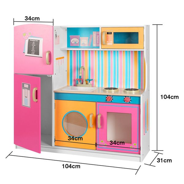 Wooden Play Kitchen Kids Educational Toys Toddler Roleplay Set Pretend Playset 9Pcs