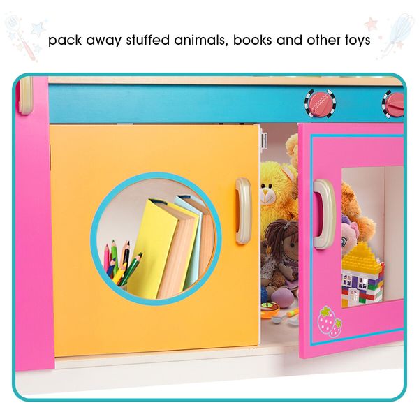 Wooden Play Kitchen Kids Educational Toys Toddler Roleplay Set Pretend Playset 9Pcs