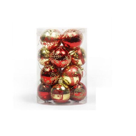 6CM 16Pcs Christmas Ball Holiday Wedding Party Ornaments Col Red Gold