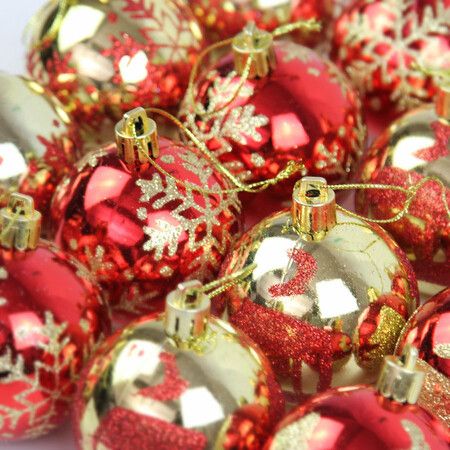 6CM 16Pcs Christmas Ball Holiday Wedding Party Ornaments Col Red Gold