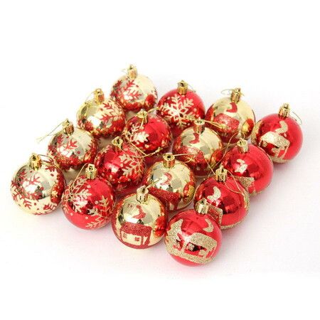 6CM 16Pcs Christmas Ball Holiday Wedding Party Ornaments Col Red Gold