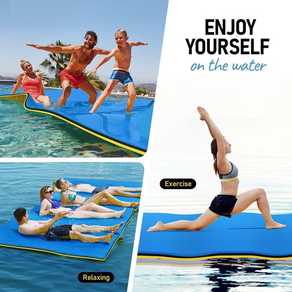 Water Floating Mat Foam Pad Lounge for Boat Pool Lake 550x183x3.5CM Blue Black Yellow