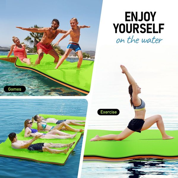 Water Floating Mat Foam Pad Lounge for Boat Pool Lake 457x183x3.5CM Orange Black Green 