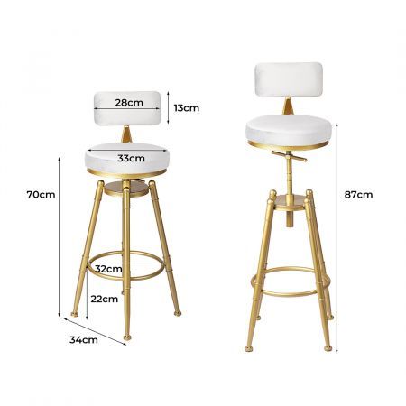 Levede 1x Bar Stools Kitchen Stool Chair Swivel Barstools Velvet Padded Seat