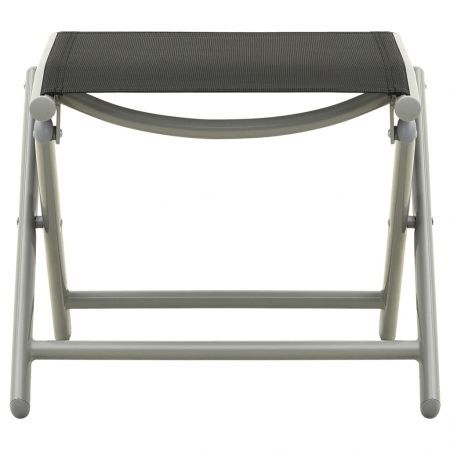 Folding Footrest Black and Silver Textilene and Aluminium