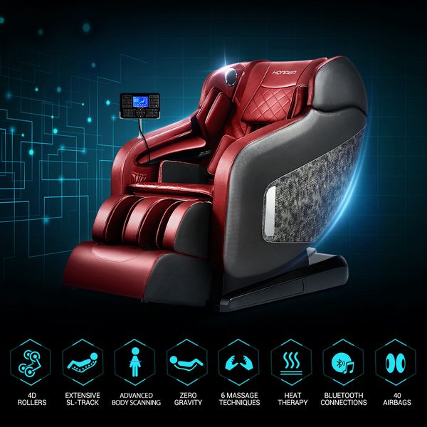 HOMASA 4D Massage Chair Zero Gravity Recliner Electric Massager Full Body Red