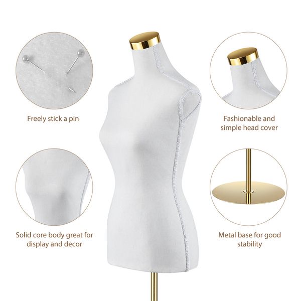 Female Mannequin Torso Display Stand Manikin Dress Form Dressmakers Sewing Fashion Tripod Base 133-180CM White