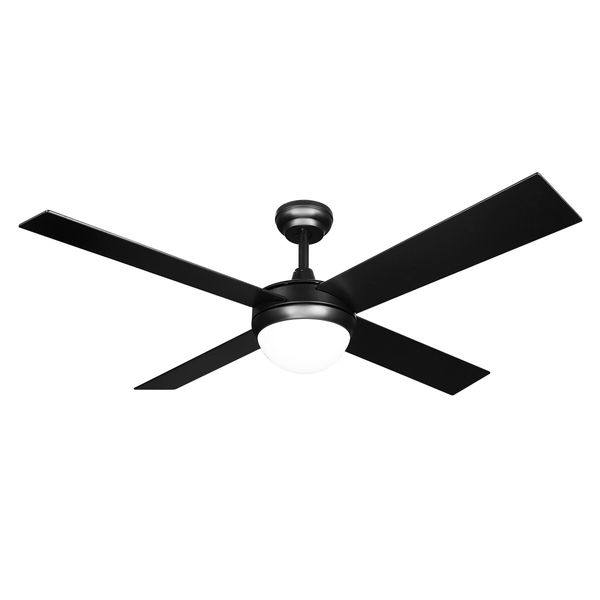 52 Inch Ceiling Cooling Fan with LED Lights and Remote Black 4 Blades 3 Speed Timing