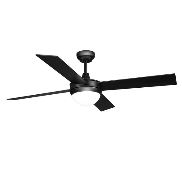 52 Inch Ceiling Cooling Fan with LED Lights and Remote Black 4 Blades 3 Speed Timing