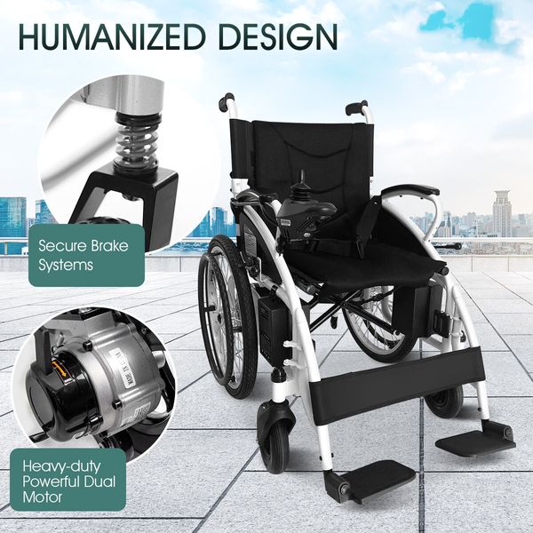 Auswheel Wheelchair Electric Mannual Mobility Aid Foldable Lightweight Medical Equipment Self Propelled Black