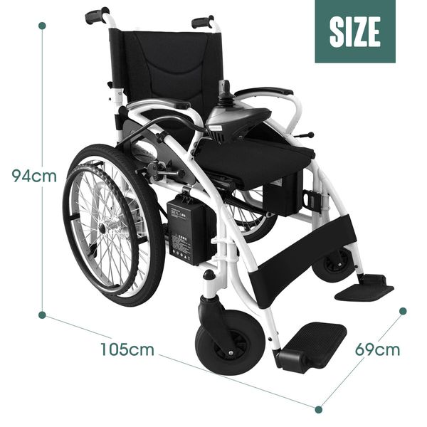 Auswheel Wheelchair Electric Mannual Mobility Aid Foldable Lightweight Medical Equipment Self Propelled Black