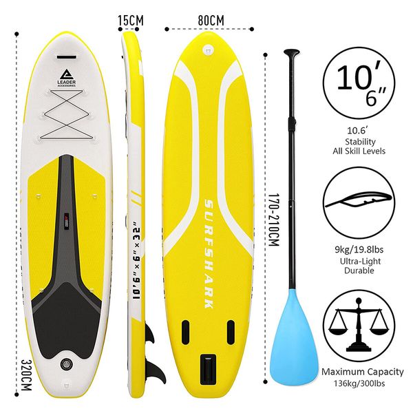 Stand Up Paddle Board Inflatable SUP Surfboard with Paddle Backpack Leash Pump