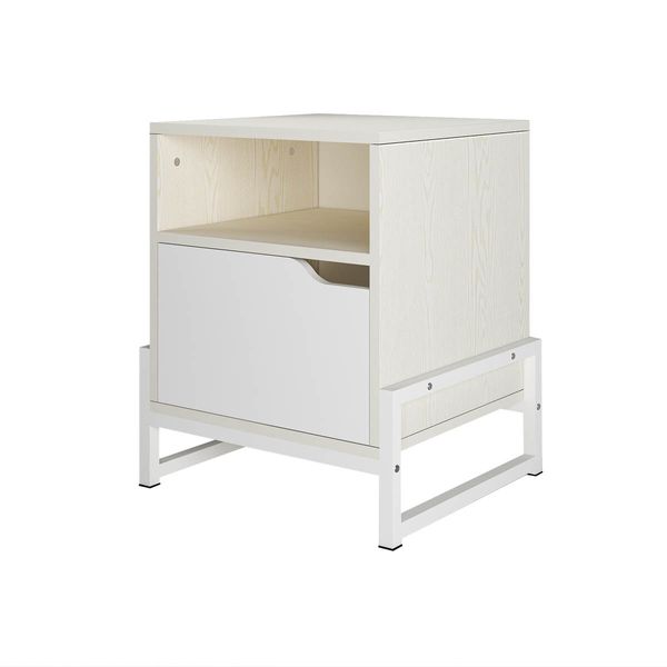 Bedside Table Bedroom Storage Cabinet Nightstand Modern Wood Furniture