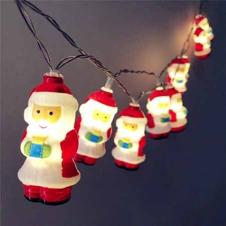 Battery powered Santa Claus Christmas 10 leds string light Fairy home decoration for Bedroom,Stairs,Christmas tree