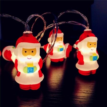 Battery powered Santa Claus Christmas 10 leds string light Fairy home decoration for Bedroom,Stairs,Christmas tree