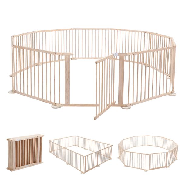 Kidbot Wooden Playpen Foldable Fence Kids Activity Centre Outdoor Playard 10 Panel