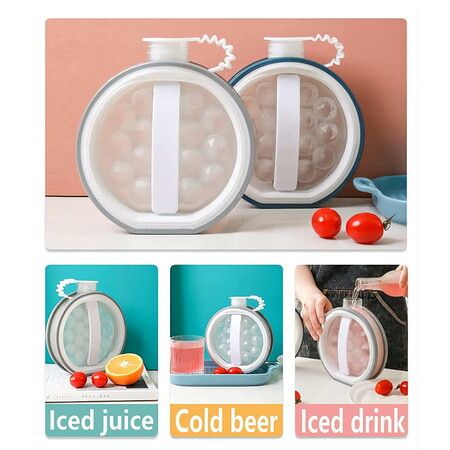 2IN1 Ice Cube Trays Kettle for Freezer 17 Ice balls forCoffee,Beer,Juice,Water BLUE