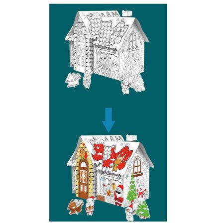 Christmas Painting Playhouse Cardboard Graffiti DIY Coloring and Drawing Doodle with 20 Pens Great Gift idea