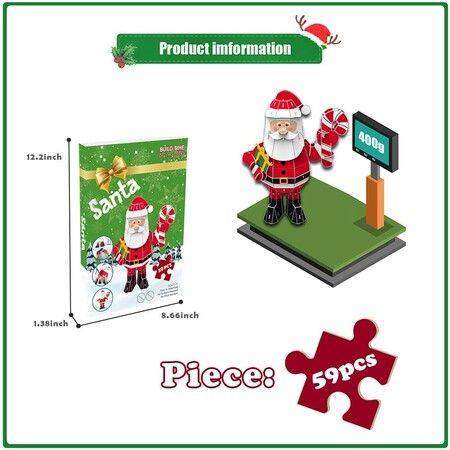 59pcs 3D Puzzle Santa Claus Building Model Kit Christmas Decor Gifts Assemble Size 27x18x35.5cm