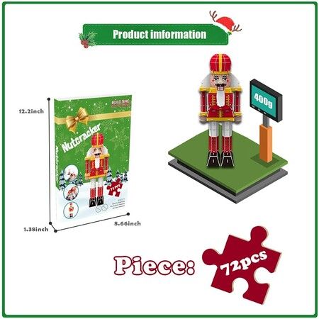 72pcs 3D Puzzle Nutcracker Building Model Kit Christmas Decor Gifts Assemble Size 14x9.4x36.5cm