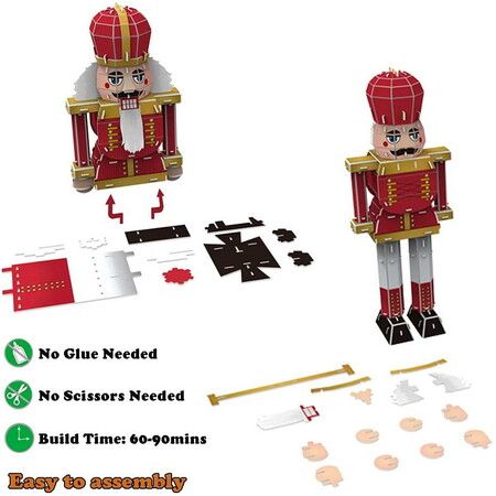72pcs 3D Puzzle Nutcracker Building Model Kit Christmas Decor Gifts Assemble Size 14x9.4x36.5cm