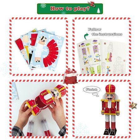 72pcs 3D Puzzle Nutcracker Building Model Kit Christmas Decor Gifts Assemble Size 14x9.4x36.5cm