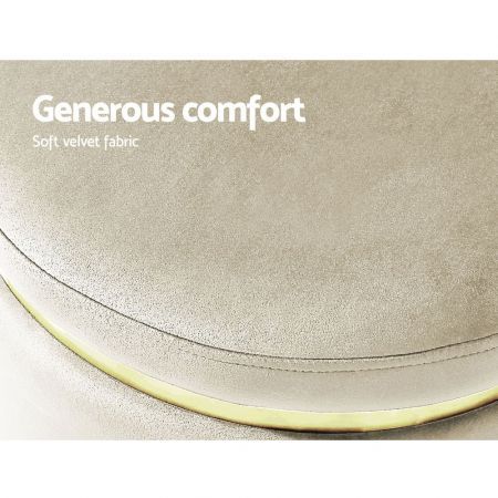 Artiss Ottoman Foot Stool Round Velvet Cream