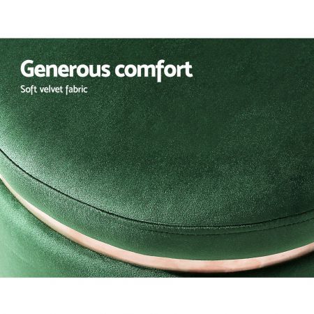 Artiss Ottoman Foot Stool Round Velvet Green