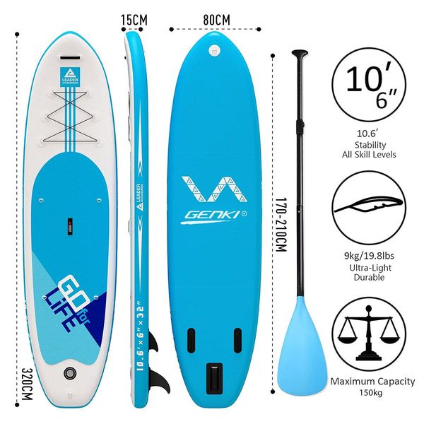 Stand Up Paddle Board SUP Paddleboarding Inflatable Surfboard with Paddle Leash Backpack Pump