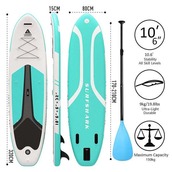 Stand Up Paddle Board SUP Inflatable Paddleboard with Paddle Backpack Leash Pump 