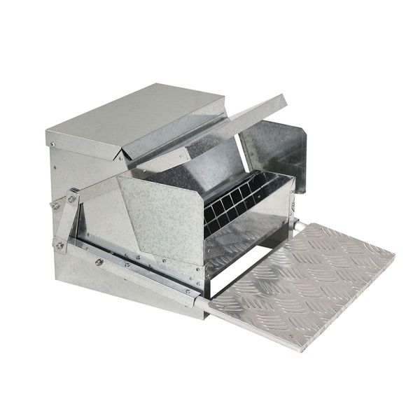 Rat Proof 10Kg Capacity Durable Auto Chicken Feeder Galvanised Steel W/Anti Waste Grid